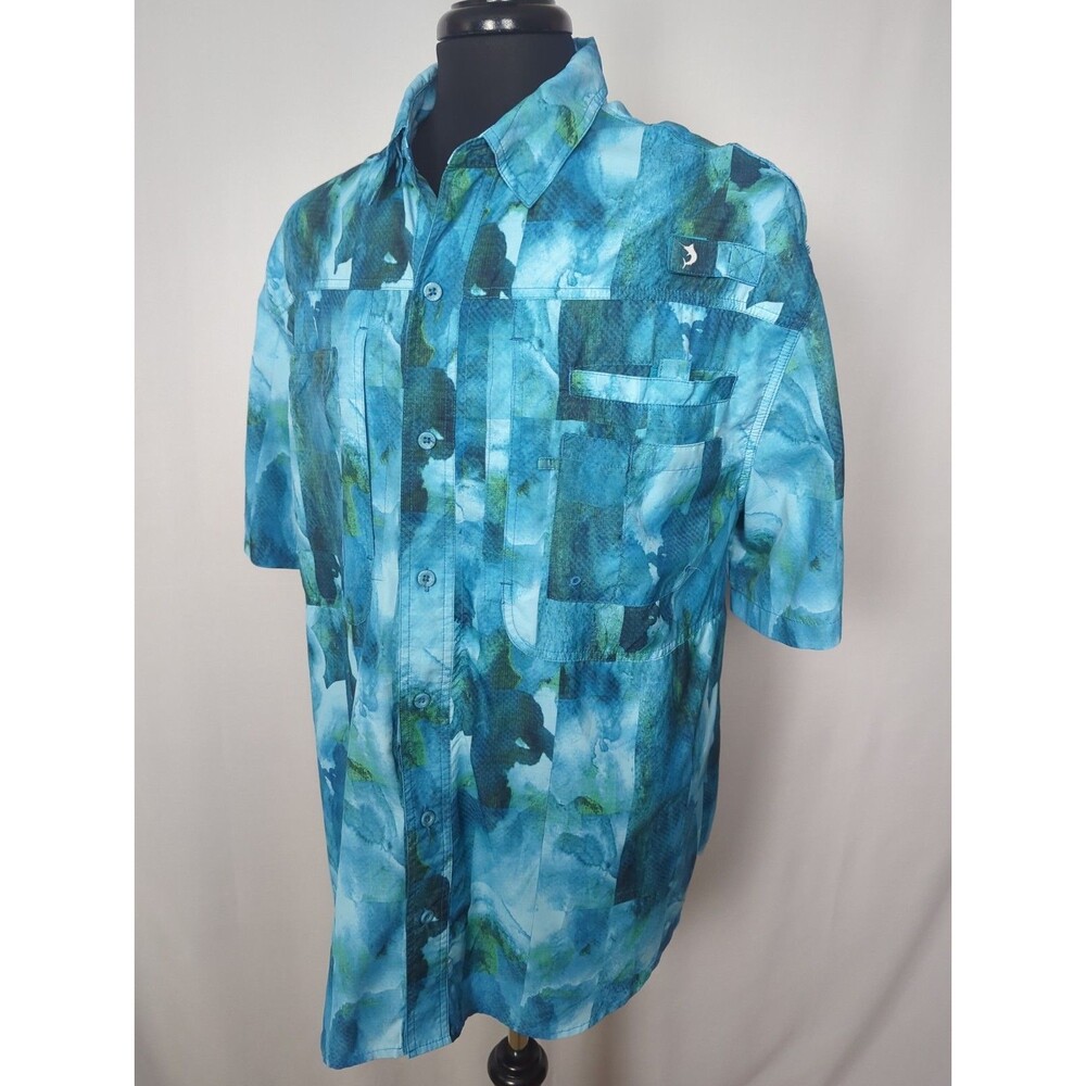 Reel Legends Shirt Mens Extra Large Blue Saltwater Button Up Vented Fishing